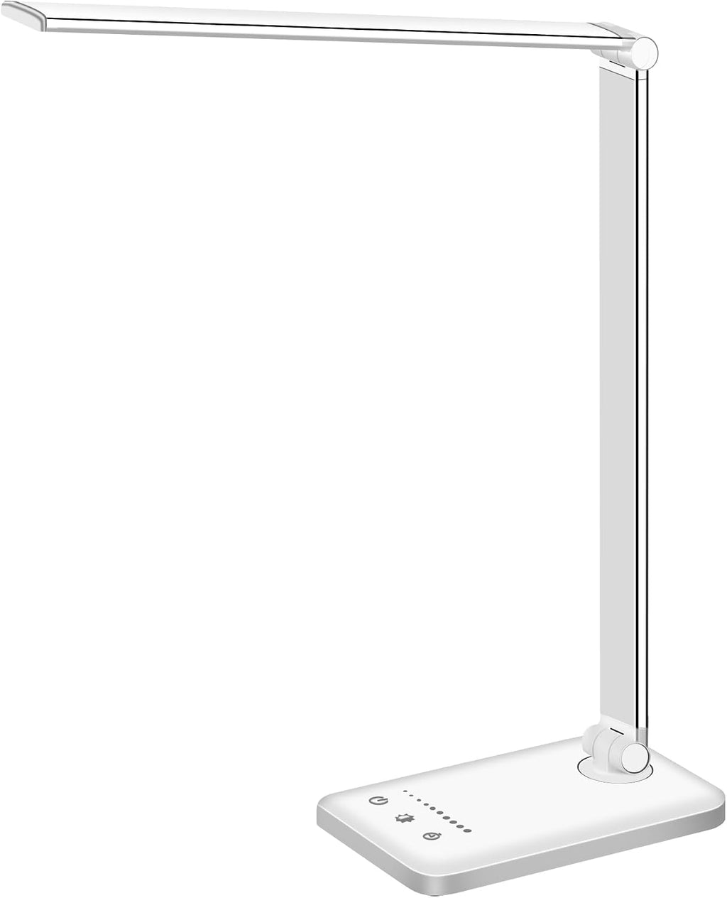 White Crown LED Desk Lamp – Dimmable Reading & Table Lamp with USB Charging Port, 5 Lighting Modes, Touch Control & 30/60-Minute Timer